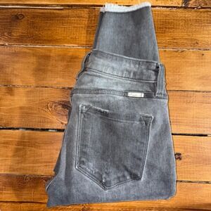 Kancan Jeans Women's Juniors 3 (Fits 26x26) Gray Denim Ankle Skinny Frayed Hem